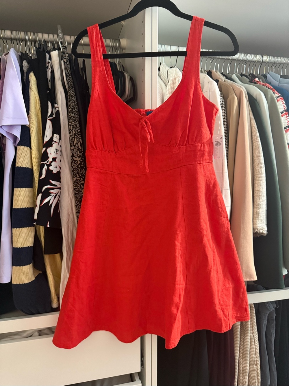 Old Navy Red Linen-Blend A-Line Slip Dress